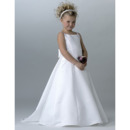 Spaghetti Straps First Holy Communion Dresses with Detachable Trains