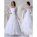 Discount A-Line Strapless Satin Winter Wedding Dresses with Jackets