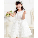 Custom Ball Gown Short Lace Layered Skirt First Communion Dresses