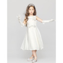 Discount A-Line Bateau Neck Knee Length Satin First Communion Dresses