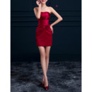 Discount Column Strapless Sleeveless Short Satin Cocktail Dresses