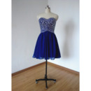 Sweetheart Short Chiffon Rhinestone Homecoming Dresses