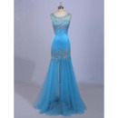 Affordable Trumpet Sleeveless Floor Length Organza Evening Dresses