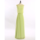 Elegant Column Sleeveless Floor Length Chiffon Solid Evening Dresses