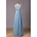 Custom Strapless Floor Length Chiffon Pleated Skirt Evening Dresses